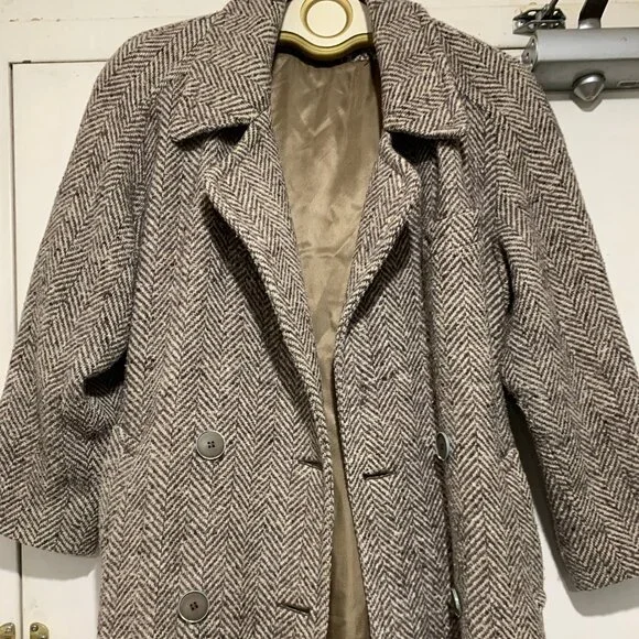 VINTAGE RAFFINATI TWEED DOUBLE BREAST TRENCH COATS SIZE  M/L - Picture 10 of 11